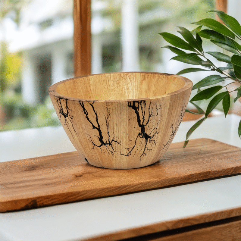 Fractal-burned Wooden Bowl