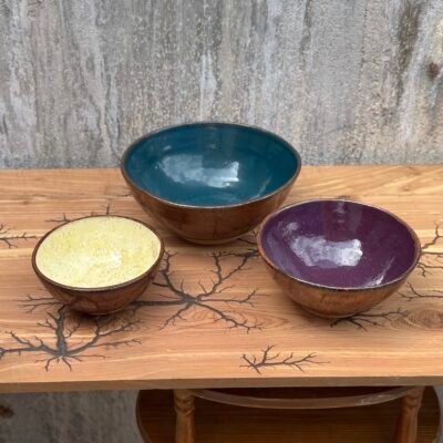 Set of 3 handmade pottery bowls