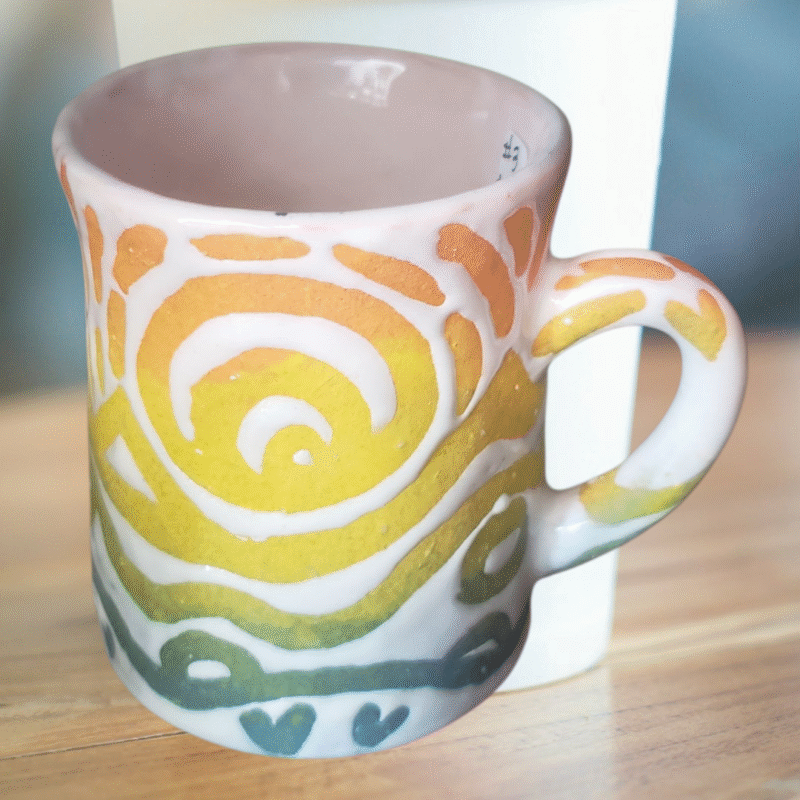 Color Splash Ceramic Mug – Handmade White Coffee Mug