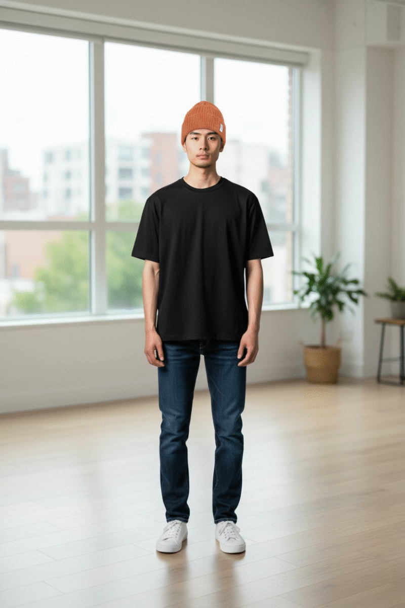 Orange Knit Beanie Hat