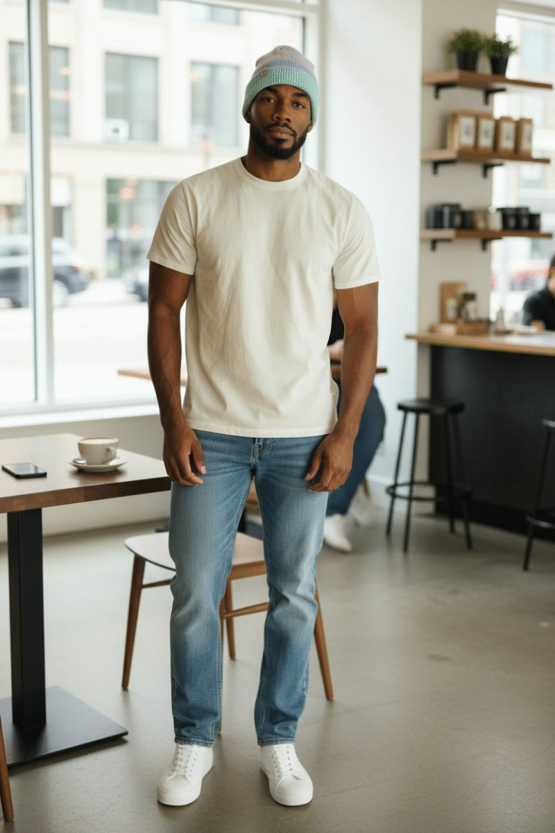 Light-Toned Knit Beanie Hat